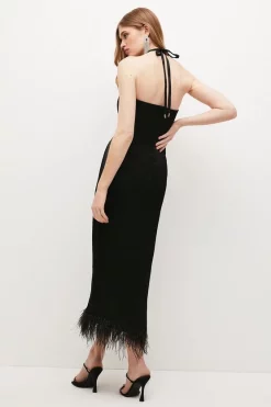 Flash Sale 🎁 Karen Millen Satin Back Crepe Feather Halter Maxi 👗 Dress ✨ 10 Flash Sale 🎁 Karen Millen Satin Back Crepe Feather Halter Maxi 👗 Dress ✨ -Occasionwear Popular Store bkk05065 black xl 2