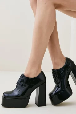 Best reviews of 🛒 Karen Millen Patent Leather Platform Lace Up 👟 Shoe Boot - black 🔥