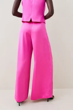 Best deal 👍 Karen Millen Satin Back Crepe Wide Leg Trouser 😍 -Occasionwear Popular Store bkk05079 fuchsia xl 2