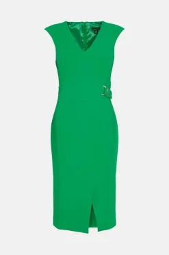 Budget 🎁 Karen Millen Compact Stretch Tab Belted Midi 👗 Dress ❤️ -Occasionwear Popular Store bkk05083 bright20green xl 3