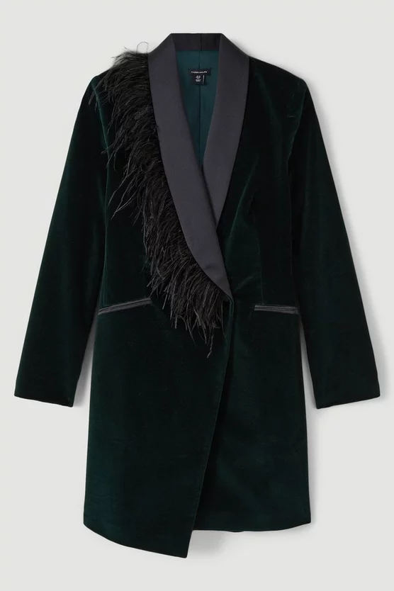 Top 10 😉 Karen Millen Velvet Feather Detail Blazer Mini 👗 Dress ✔️ 6 Top 10 😉 Karen Millen Velvet Feather Detail Blazer Mini 👗 Dress ✔️ - Image 4