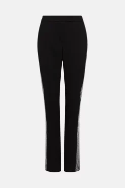 Best Sale ⌛ Karen Millen Satin Tailored Slim Leg Diamante Trim Trouser 😍 -Occasionwear Popular Store bkk05107 black xl 3