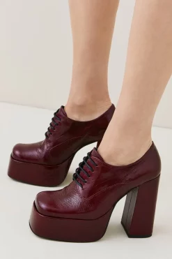 Best reviews of 🎉 Karen Millen Leather Platform Lace Up 👟 Shoe Boot - red 🤩