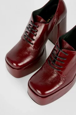 Best reviews of 🎉 Karen Millen Leather Platform Lace Up 👟 Shoe Boot - red 🤩 -Occasionwear Popular Store bkk05114 red xl 3