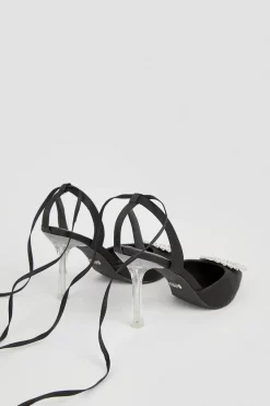 Flash Sale 🎁 Karen Millen Satin Jewel Buckle Clear Interest Heel ❤️ -Occasionwear Popular Store bkk05121 black xl 5