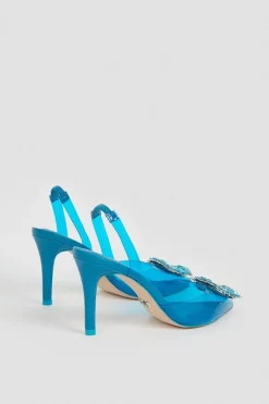Discount 🎉 Karen Millen Vinyl Brooch Slingback Heel ✨ -Occasionwear Popular Store bkk05122 blue xl 5