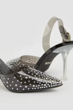 Outlet π₯° Karen Millen Vinyl Crystal Embellished Sling Back π Shoes π 13 Outlet π₯° Karen Millen Vinyl Crystal Embellished Sling Back π Shoes π -Occasionwear Popular Store bkk05231 black xl 3