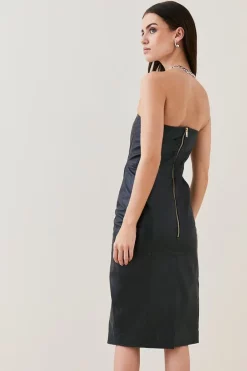 Discount 😉 Karen Millen Petite Leather Bandeau Pencil Midi 👗 Dress - black 👏 -Occasionwear Popular Store bkk05275 black xl 2