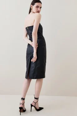 Discount 😉 Karen Millen Petite Leather Bandeau Pencil Midi 👗 Dress - black 👏 -Occasionwear Popular Store bkk05275 black xl 4