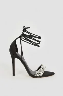 Hot Sale 👏 Karen Millen Embellished Strappy Stiletto Heel 😀 -Occasionwear Popular Store bkk05300 black xl 2