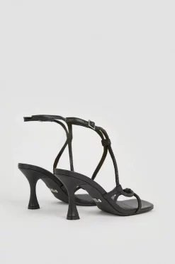 New ❤️ Karen Millen Leather Crystal Strappy 🩴 Sandal Heel 🌟 -Occasionwear Popular Store bkk05332 black xl 5