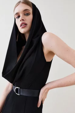Deals 🎁 Karen Millen Hooded Knit Jumpsuit - black 🎉 -Occasionwear Popular Store bkk05334 black xl 5