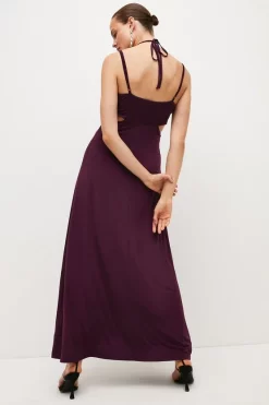 Buy 🔥 Karen Millen Strap Detail Jersey Crepe Maxi 👗 Dress - burgundy ⌛ -Occasionwear Popular Store bkk05385 burgundy xl 2