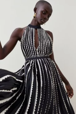 Wholesale 🎉 Karen Millen Pleat Lace Insert Drama Woven Halter Maxi 🔥 -Occasionwear Popular Store bkk05398 black xl 1 1