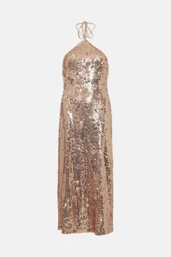 Promo ๐ Karen Millen Liquid Sequin Woven Halter ๐ Dress - rose gold ๐ 12 Promo ๐ Karen Millen Liquid Sequin Woven Halter ๐ Dress - rose gold ๐ -Occasionwear Popular Store bkk05399 rose20gold xl 3