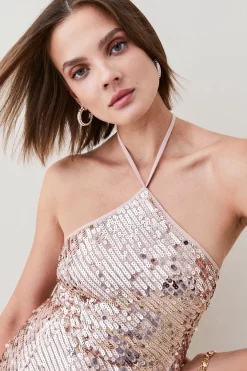Promo ๐ Karen Millen Liquid Sequin Woven Halter ๐ Dress - rose gold ๐ 13 Promo ๐ Karen Millen Liquid Sequin Woven Halter ๐ Dress - rose gold ๐ -Occasionwear Popular Store bkk05399 rose20gold xl 4