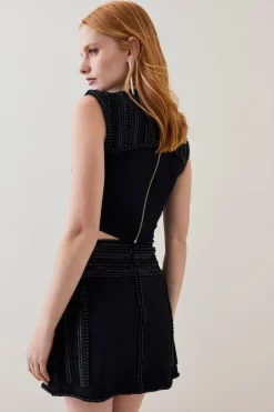 Cheap ✔️ Karen Millen Geometric Beaded Armour Woven Mini 👗 Skirt - black 🥰 10 Cheap ✔️ Karen Millen Geometric Beaded Armour Woven Mini 👗 Skirt - black 🥰 -Occasionwear Popular Store bkk05456 black xl 2