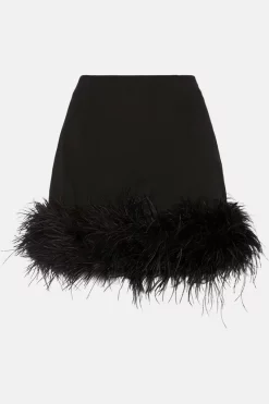 Top 10 🎁 Karen Millen Feather Hem Ponte Mini 👗 Skirt 🌟 -Occasionwear Popular Store bkk05462 black xl 3
