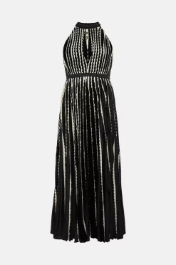 Hot Sale 🎁 Karen Millen Petite Pleat Lace Insert Woven Halter Maxi - black 🎉 -Occasionwear Popular Store bkk05481 black xl 3