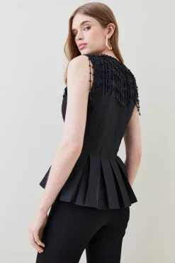 Best Sale ๐ Karen Millen Taffeta Hanging Crystal Embellished Top โค๏ธ 11 Best Sale ๐ Karen Millen Taffeta Hanging Crystal Embellished Top โค๏ธ -Occasionwear Popular Store bkk05491 black xl 2