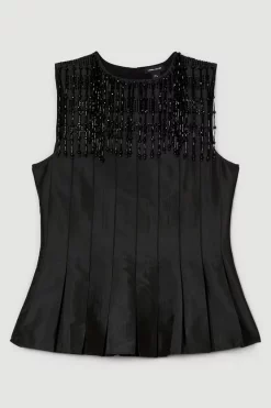 Best Sale ๐ Karen Millen Taffeta Hanging Crystal Embellished Top โค๏ธ 12 Best Sale ๐ Karen Millen Taffeta Hanging Crystal Embellished Top โค๏ธ -Occasionwear Popular Store bkk05491 black xl 3