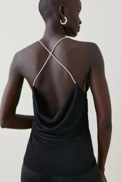 Cheap 🎁 Karen Millen Slinky Cowl Neck Diamante Trim Jersey Top 🔥 10 Cheap 🎁 Karen Millen Slinky Cowl Neck Diamante Trim Jersey Top 🔥 -Occasionwear Popular Store bkk05496 black xl 2