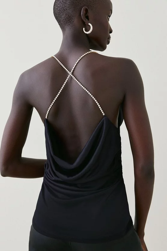 Cheap 🎁 Karen Millen Slinky Cowl Neck Diamante Trim Jersey Top 🔥 5 Cheap 🎁 Karen Millen Slinky Cowl Neck Diamante Trim Jersey Top 🔥 - Image 3