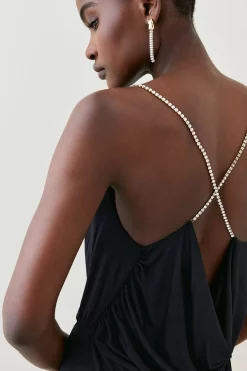 Top 10 👏 Karen Millen Slinky Cowl Neck Diamante Jersey Maxi 👗 Dress 🎉 -Occasionwear Popular Store bkk05497 black xl 2