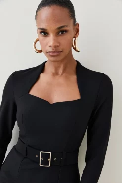 New 💯 Karen Millen Scuba Crepe Belted Midi Pencil 👗 Dress 🎁 -Occasionwear Popular Store bkk05510 black xl 1