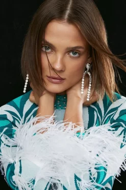 Best Pirce 👏 Karen Millen Feather Hem Abstract Print Knit Mini 👗 Dress - multi 🥰 -Occasionwear Popular Store bkk05513 multi xl 1