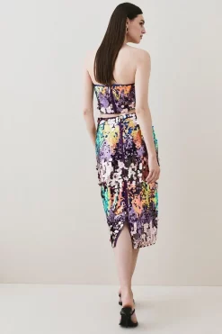 Coupon 🛒 Karen Millen Disc Sequin Zip Back Woven 👗 Skirt 🛒 -Occasionwear Popular Store bkk05514 multi xl 2