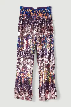 Best Sale 🎁 Karen Millen Disc Sequin Skinny Flared Woven Trouser 😍 -Occasionwear Popular Store bkk05515 multi xl 3