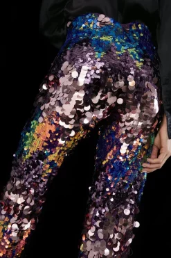 Best Sale 🎁 Karen Millen Disc Sequin Skinny Flared Woven Trouser 😍 -Occasionwear Popular Store bkk05515 multi xl 4