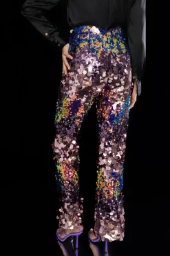 Best Sale 🎁 Karen Millen Disc Sequin Skinny Flared Woven Trouser 😍 -Occasionwear Popular Store bkk05515 multi xl 5