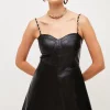Deals 🛒 Karen Millen Leather Chain Corset A Line Mini 👗 Dress 🌟 -Occasionwear Popular Store bkk05516 black xl