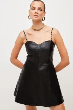 Deals ๐ Karen Millen Leather Chain Corset A Line Mini ๐ Dress ๐