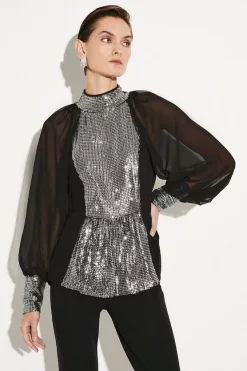 Best deal 🥰 Karen Millen Sequin Panelled Georgette Blouse 🔥