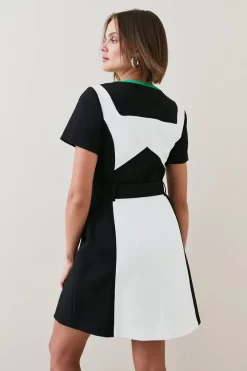 Wholesale 🔥 Karen Millen Compact Stretch Biker Colour Block Mini 👗 Dress - multi ✨ -Occasionwear Popular Store bkk05553 multi xl 2