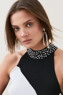 Best reviews of 😍 Karen Millen Feather Hem Mono Print Knit Mini 👗 Dress 🔔 -Occasionwear Popular Store bkk05563 mono xl 4