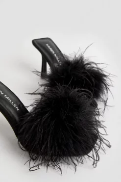 Wholesale ๐ Karen Millen Feather Detail Heeled Mule ๐ 13 Wholesale ๐ Karen Millen Feather Detail Heeled Mule ๐ -Occasionwear Popular Store bkk05589 black xl 3