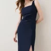 Best Sale ✨ Karen Millen Structured Crepe Strap Midi Tailored 👗 Dress 🥰 -Occasionwear Popular Store bkk05596 navy xl