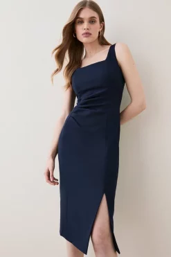 Best Sale ✨ Karen Millen Structured Crepe Strap Midi Tailored 👗 Dress 🥰