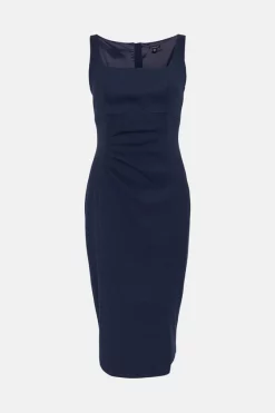Best Sale ✨ Karen Millen Structured Crepe Strap Midi Tailored 👗 Dress 🥰 -Occasionwear Popular Store bkk05596 navy xl 3