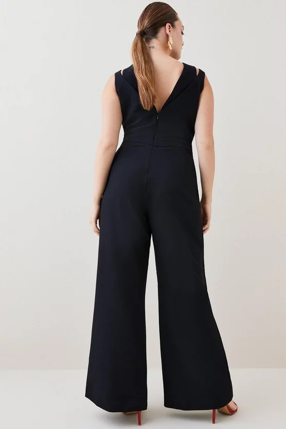 Wholesale ❤️ Karen Millen Plus Size Structured Crepe Cut Out Jumpsuit - black 🧨 5 Wholesale ❤️ Karen Millen Plus Size Structured Crepe Cut Out Jumpsuit - black 🧨 - Image 3