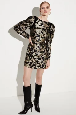Top 10 🤩 Karen Millen Sequinned Jacquard Batwing Mini 👗 Dress - black 🔔
