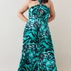 Cheap 👏 Karen Millen Plus Size Tiger Viscose Satin Maxi 👗 Dress - green 🔥 -Occasionwear Popular Store bkk05664 green xl