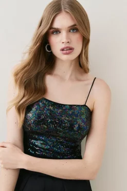 Best Pirce ✨ Karen Millen Sequin Strappy Cami Top 🌟