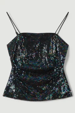 Best Pirce ✨ Karen Millen Sequin Strappy Cami Top 🌟 -Occasionwear Popular Store bkk05671 ink xl 3