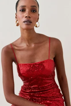 New ✨ Karen Millen All Over Sequin Strappy Maxi 👗 Dress 😉 -Occasionwear Popular Store bkk05673 red xl 1