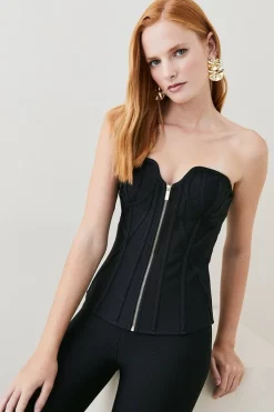 Hot Sale ⭐ Karen Millen Bandage Corset Mesh Zip Detail Top 🤩 -Occasionwear Popular Store bkk05677 black xl 2
